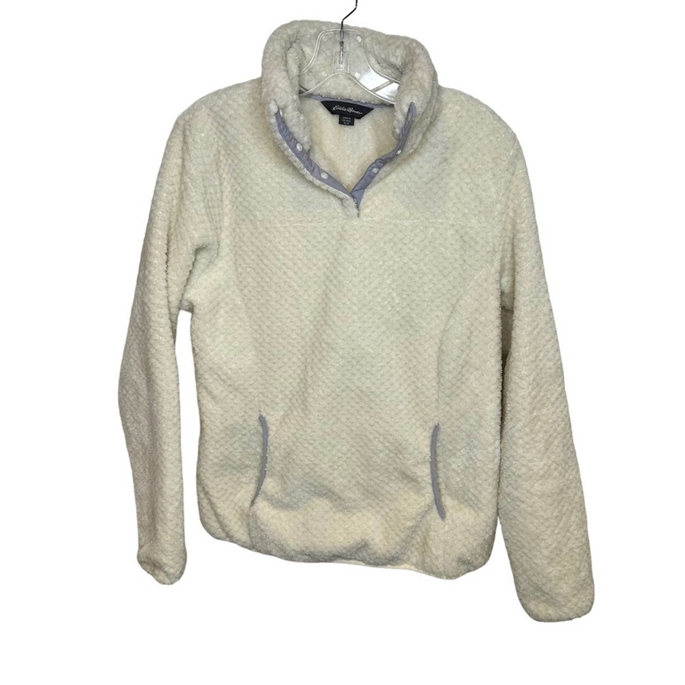 Eddie Bauer Women’s Fleece Jacket Pullover Off White Medium